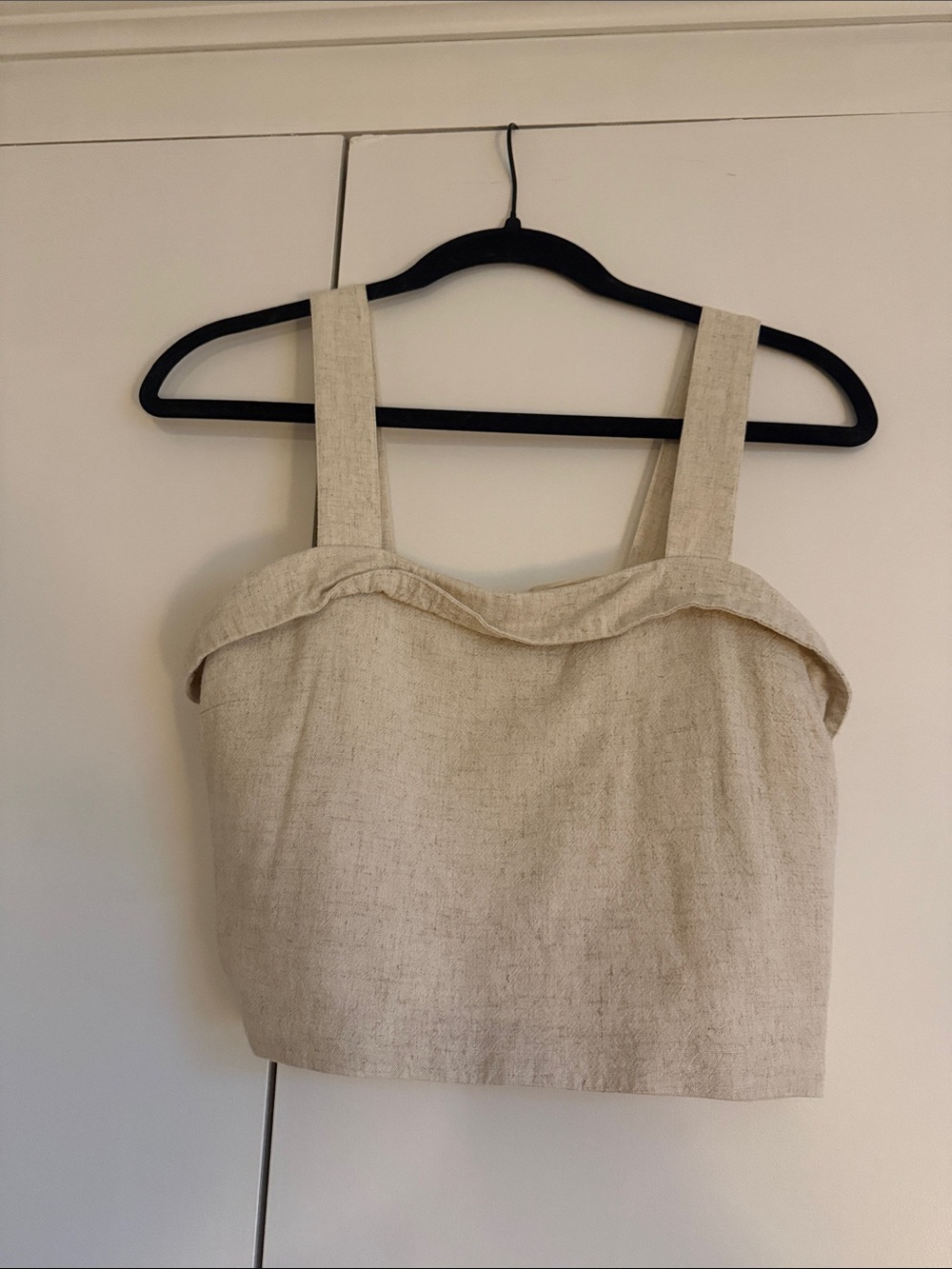 American Eagle Outfitters Beige Linen-Style Crop Camisole